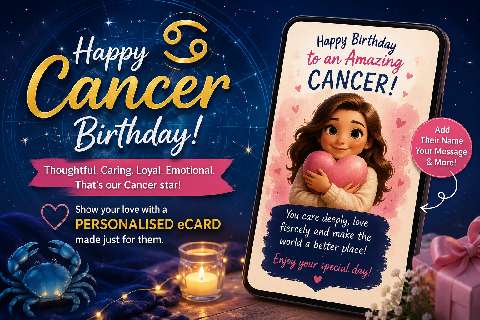 Cancer Blog Image Cancer Zodiac Gifts: Why a Personalised eCard Is the Perfect Surprise for a Cancer Birthday