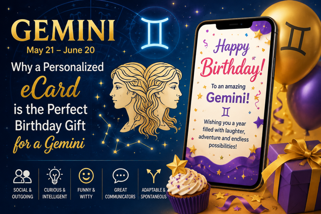 Gemini Blog Image Gemini Birthday Gifts: Why a Personalized eCard Is Perfect for Someone Born Under This Zodiac Sign